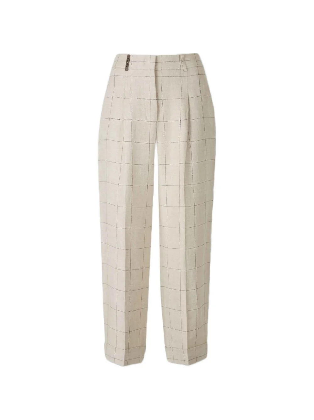 check-pattern belt-loop trousers - 1