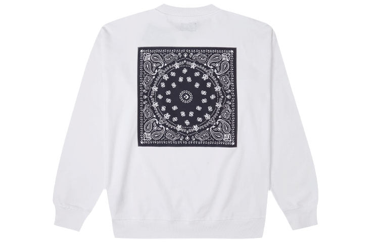 Men's Converse Cashew Logo Knit Sports Round Neck Pullover White 10023164-A01 - 2