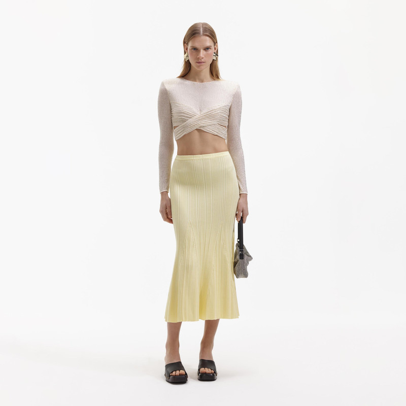 Cream Beaded Mesh Top 1