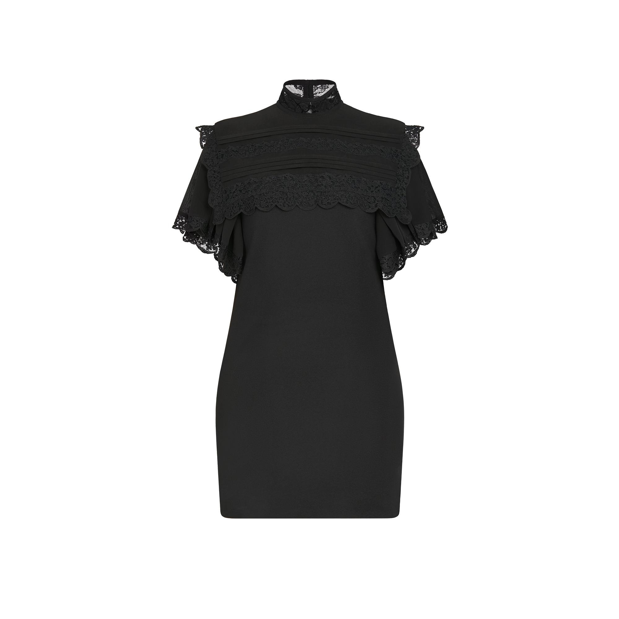 Black Cocktail Dress With Lace Inserts - 1