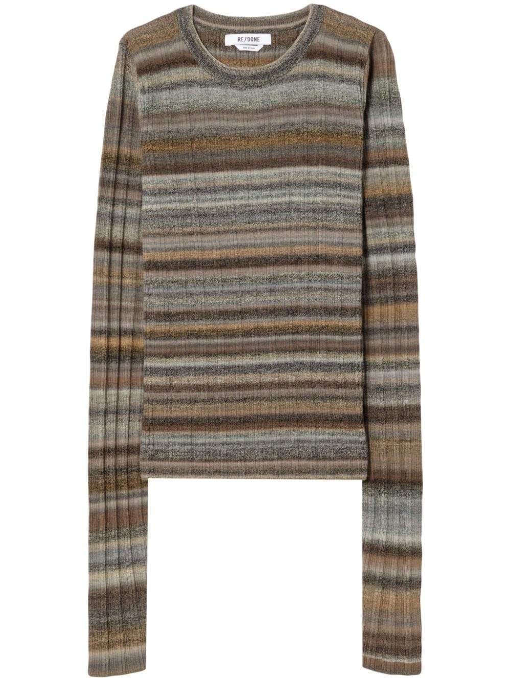 striped wool ribbed jumper - 1