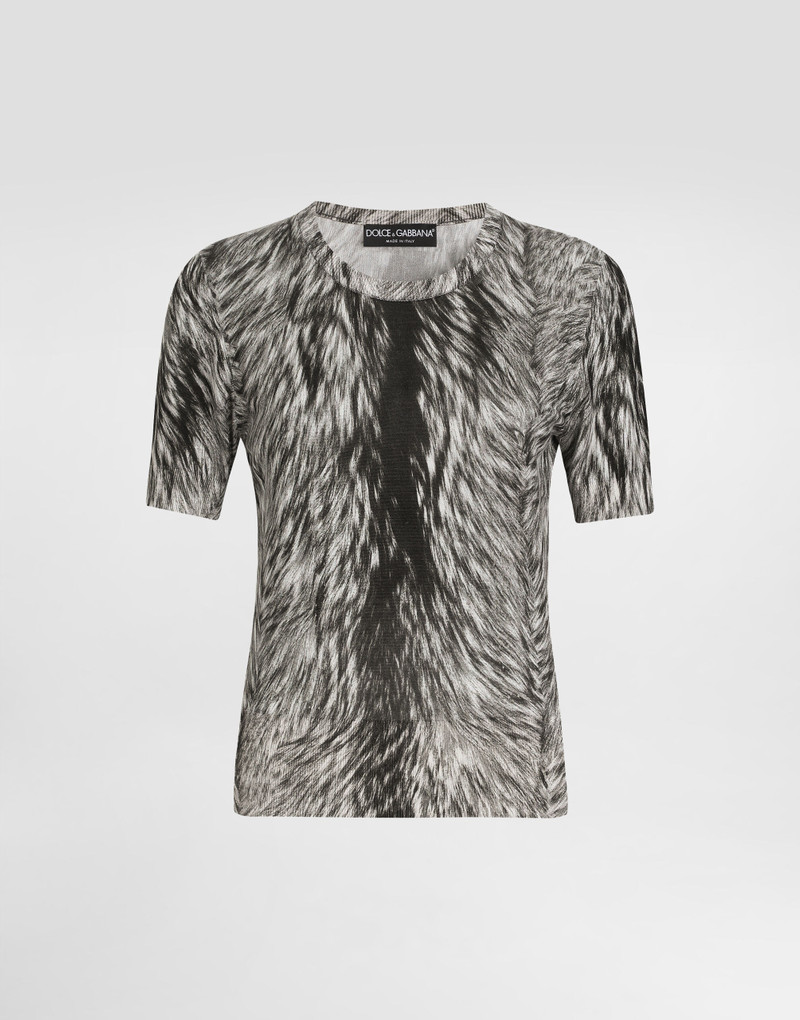 Fur-print silk sweater 1