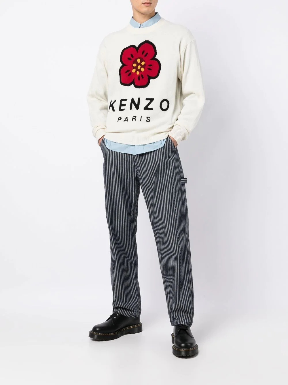 logo-print wool jumper - 2