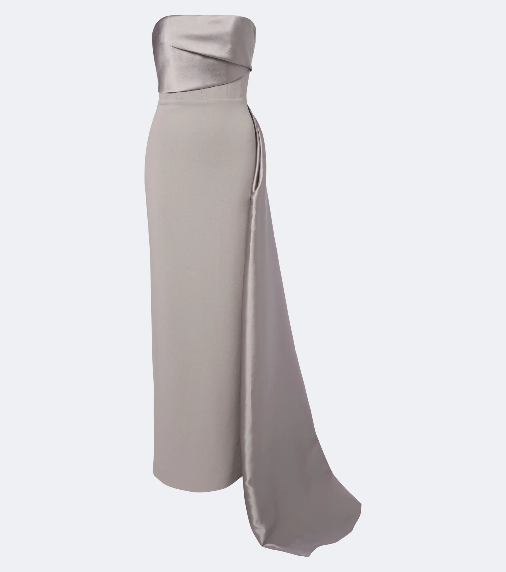 Kinsley draped satin-trimmed bustier gown - 1