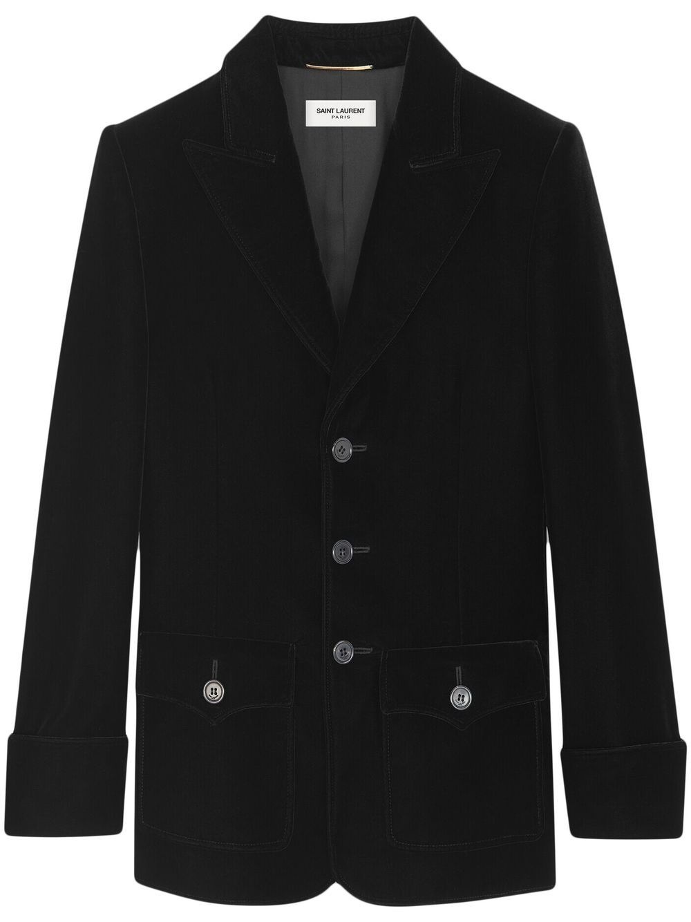 single-breasted velvet jacket - 1