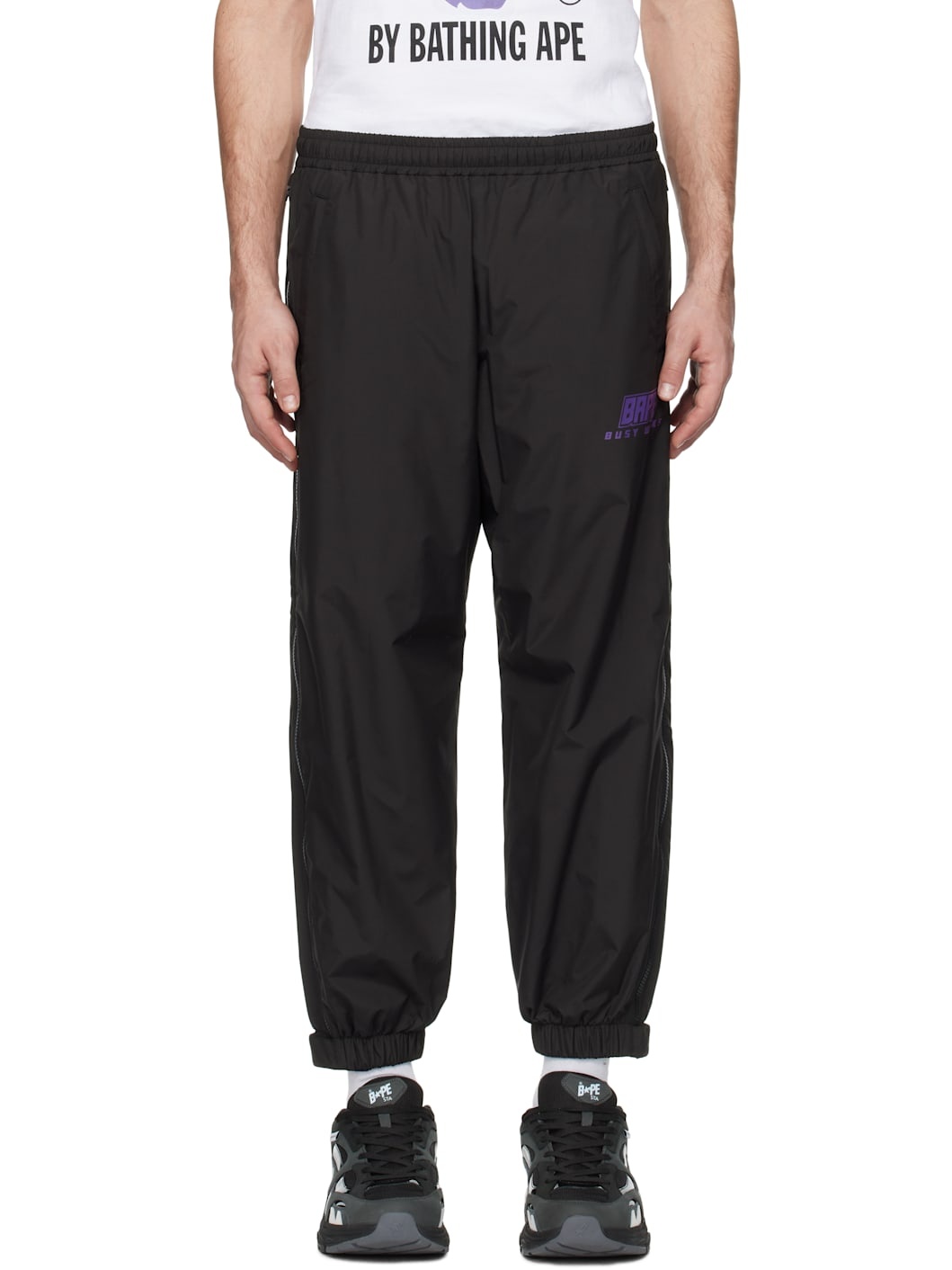 Black Color Camo Deformation Track Pants - 1
