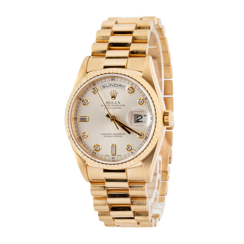 Rolex Day-Date Ref 18238 Silver Diamond Dial - 2
