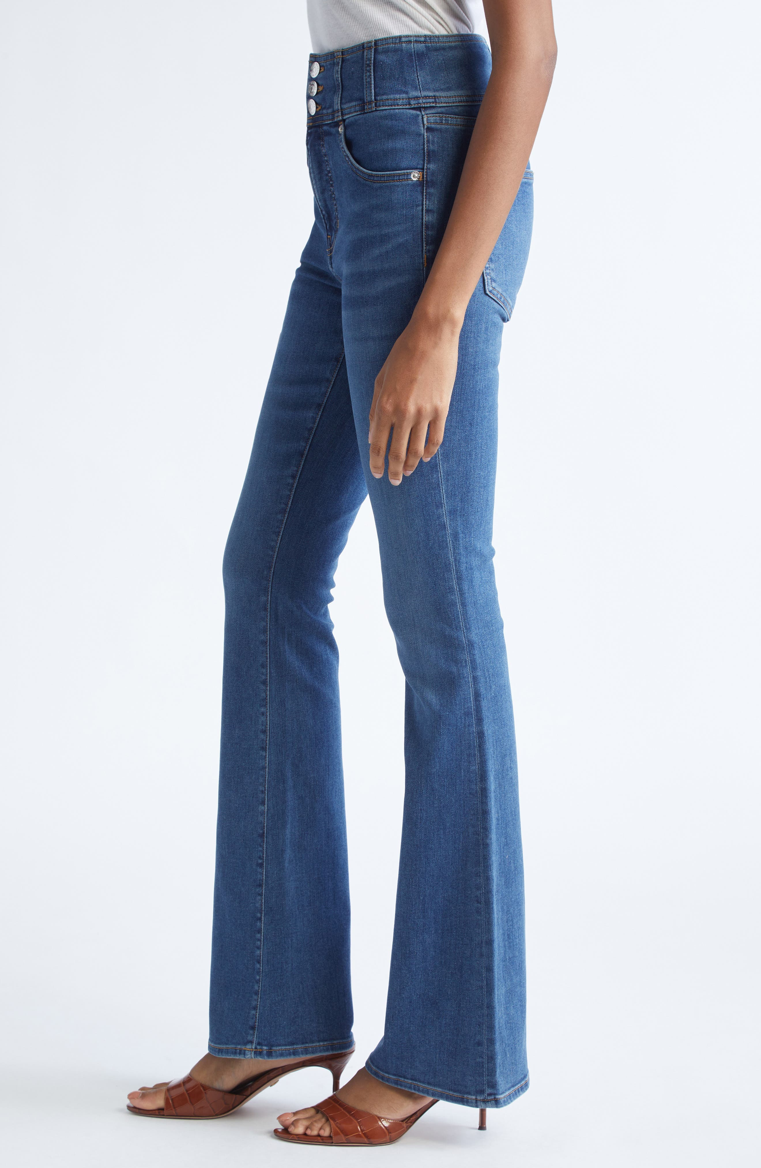 Veronica Beard Beverly High Waist Skinny Flare Jeans in Vintage Rain at Nordstrom - 4