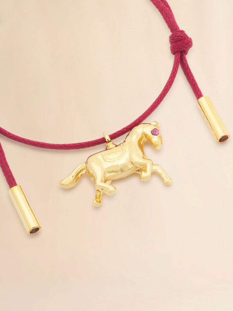 RED SHOELACE BRACELET WITH HORSE CHARM 3