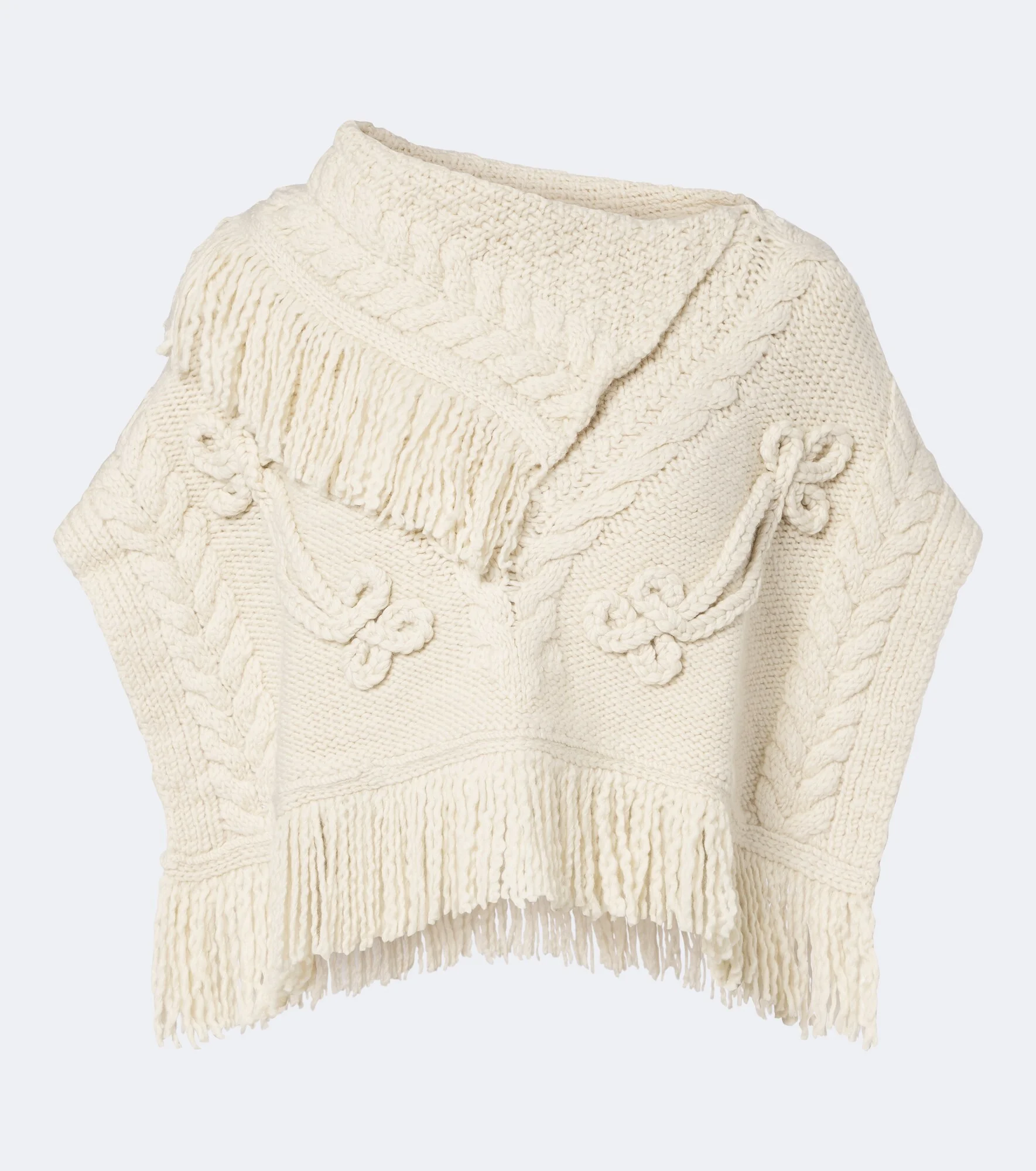 Kacie cable-knit wool-blend poncho - 1