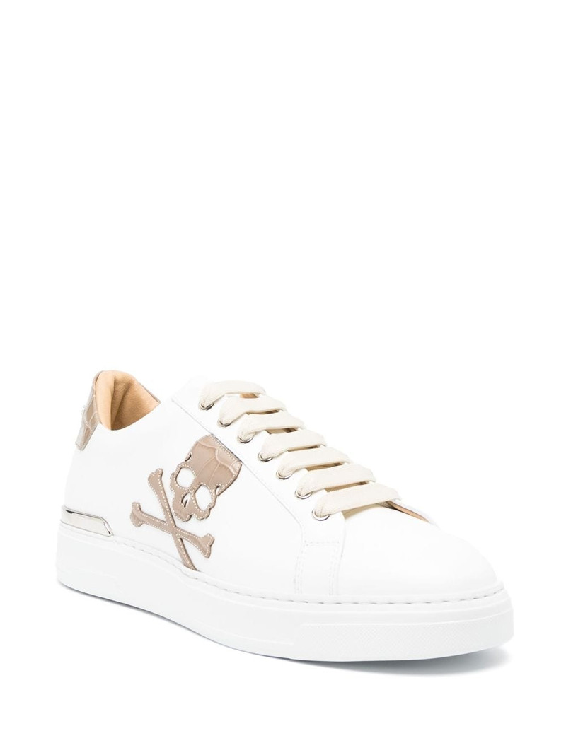 PHILIPP PLEIN skull-patch leather sneakers outlook