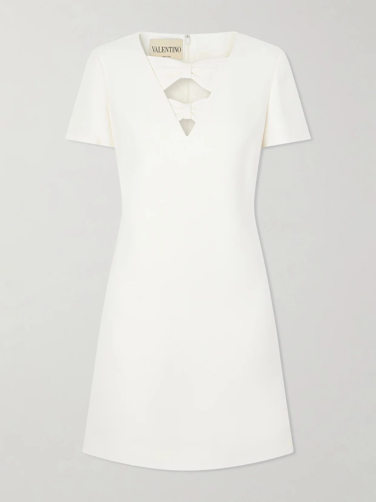 Bow-detailed Wool And Silk-blend Crepe Mini Dress - 1