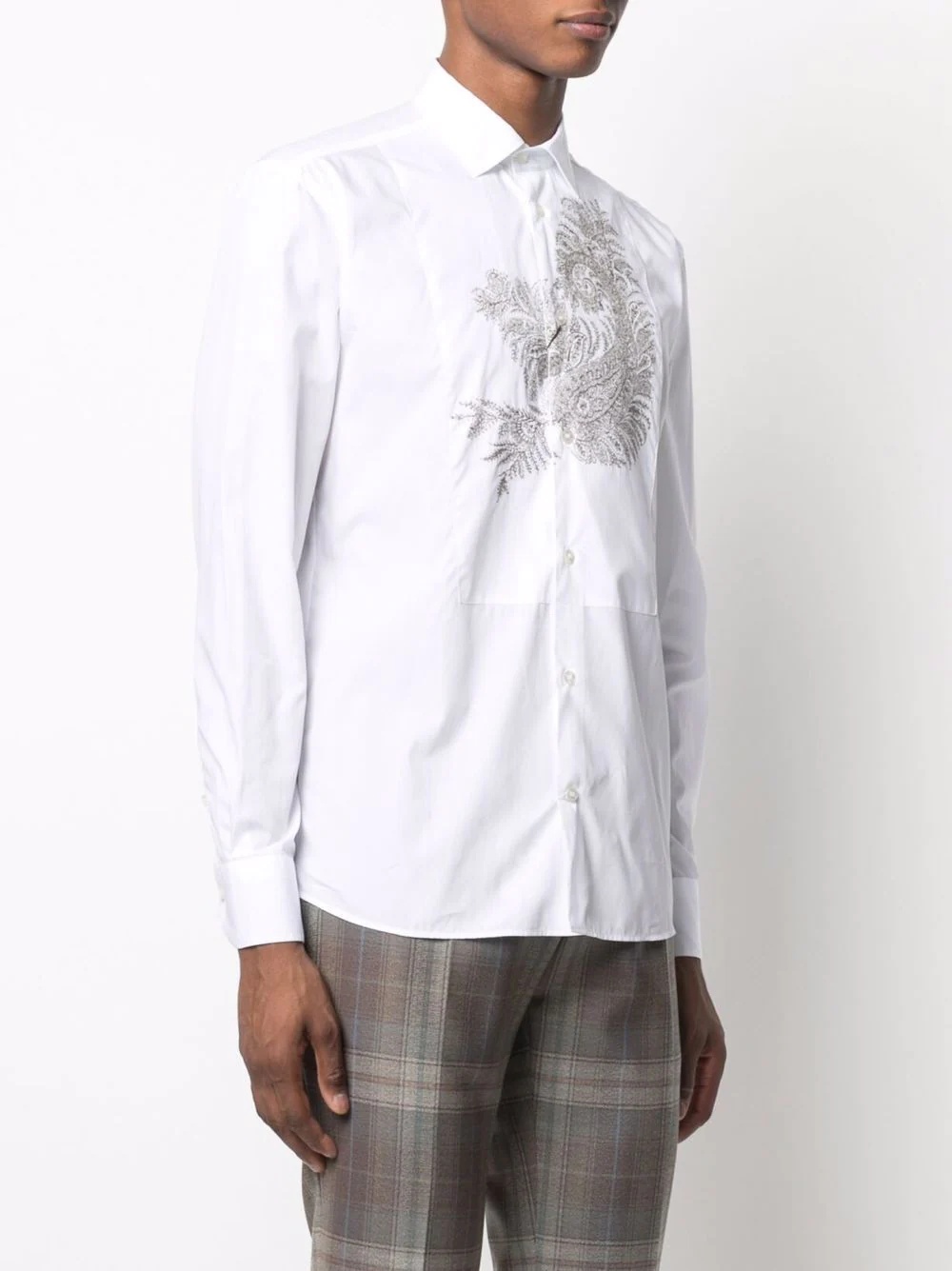 paisley-embroidery cotton shirt - 3