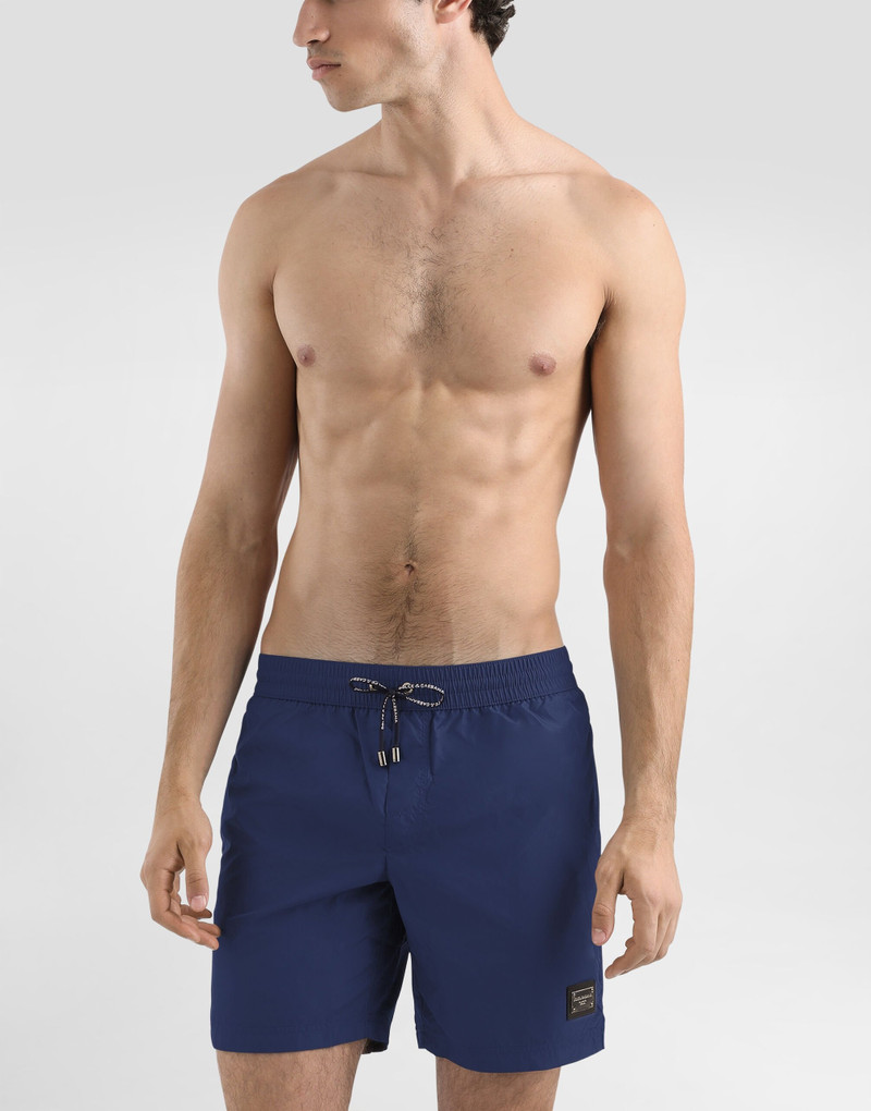 Dolce & Gabbana Mid-length swim trunks with branded plate outlook