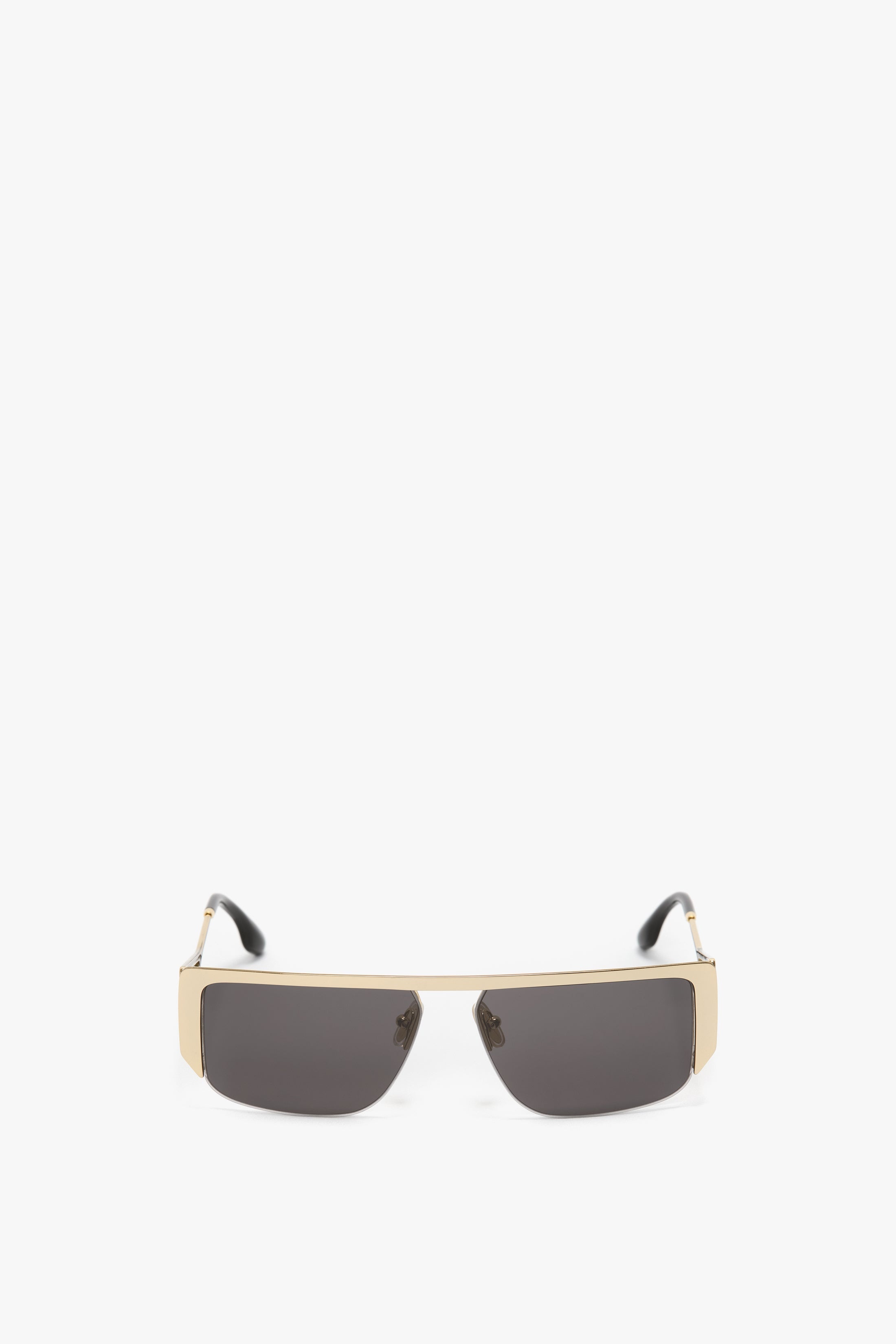 Flat Top Rectangular Sunglasses In Gold-Grey - 1