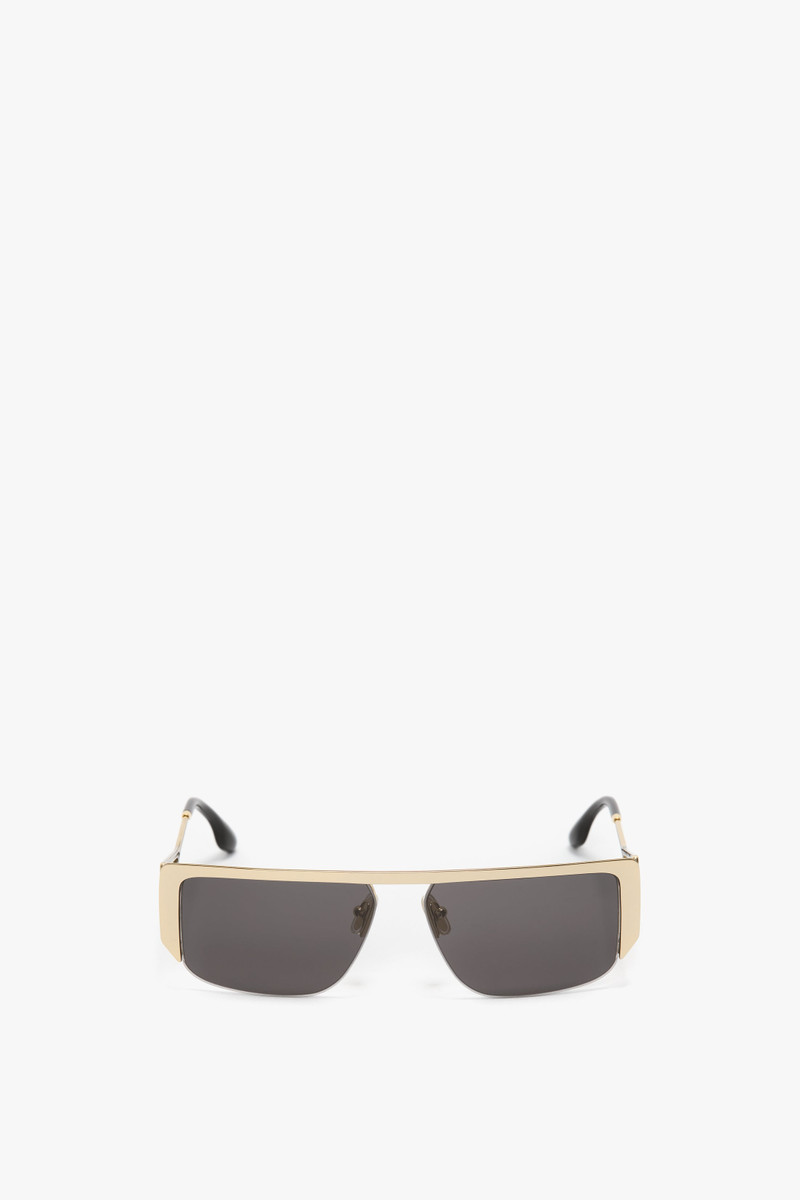 Flat Top Rectangular Sunglasses In Gold-Grey 1