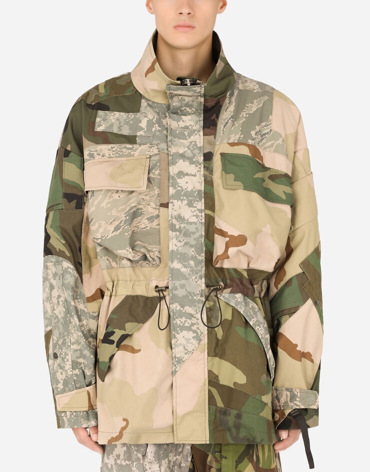 Camouflage patchwork safari jacket - 1