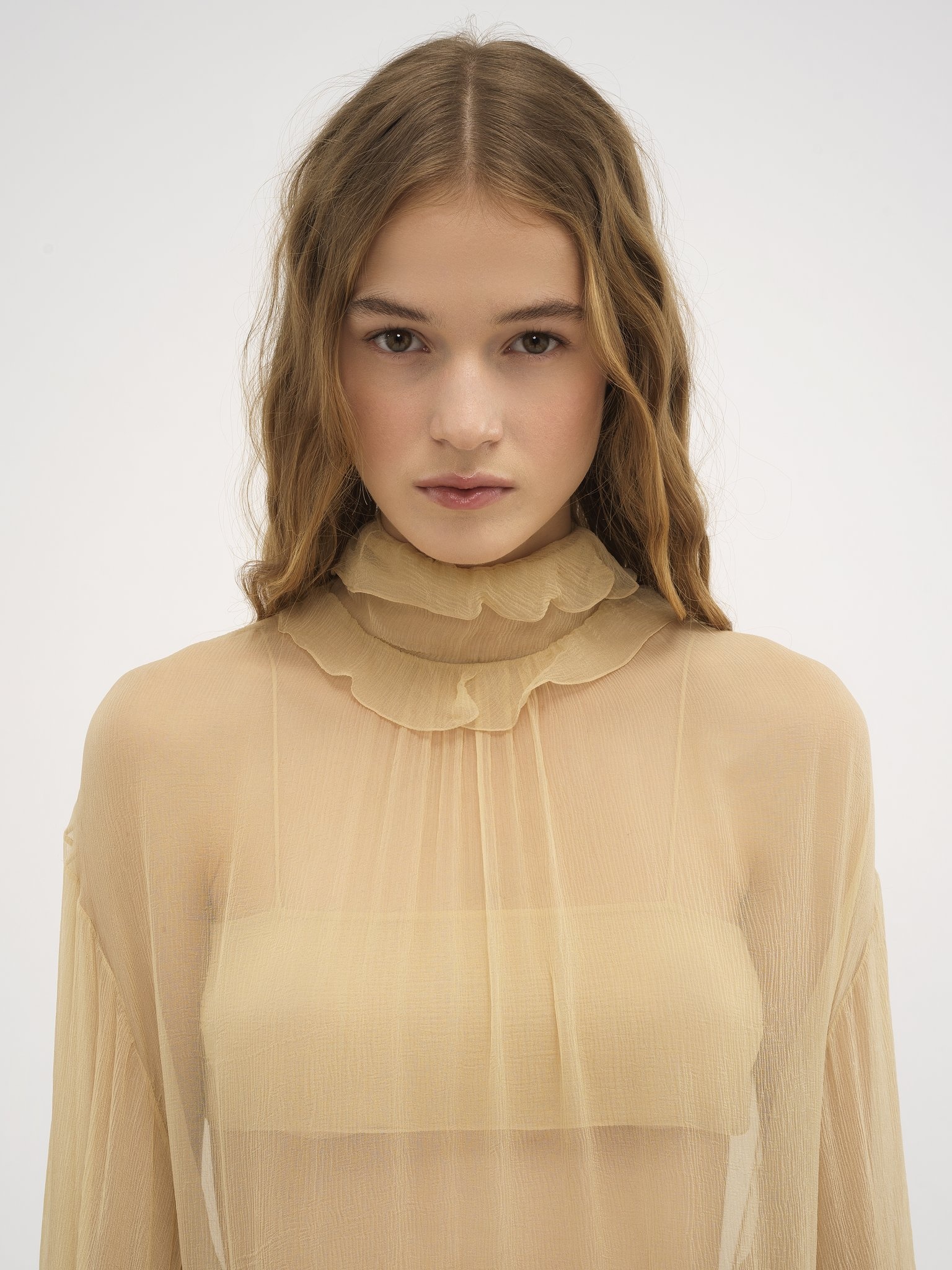 RUFFLED MINI DRESS IN SILK MOUSSELINE - 8