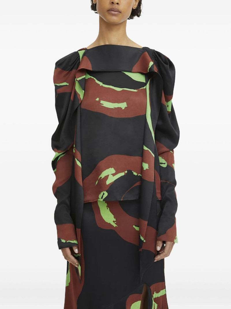 swirl-print puff-sleeve blouse 1