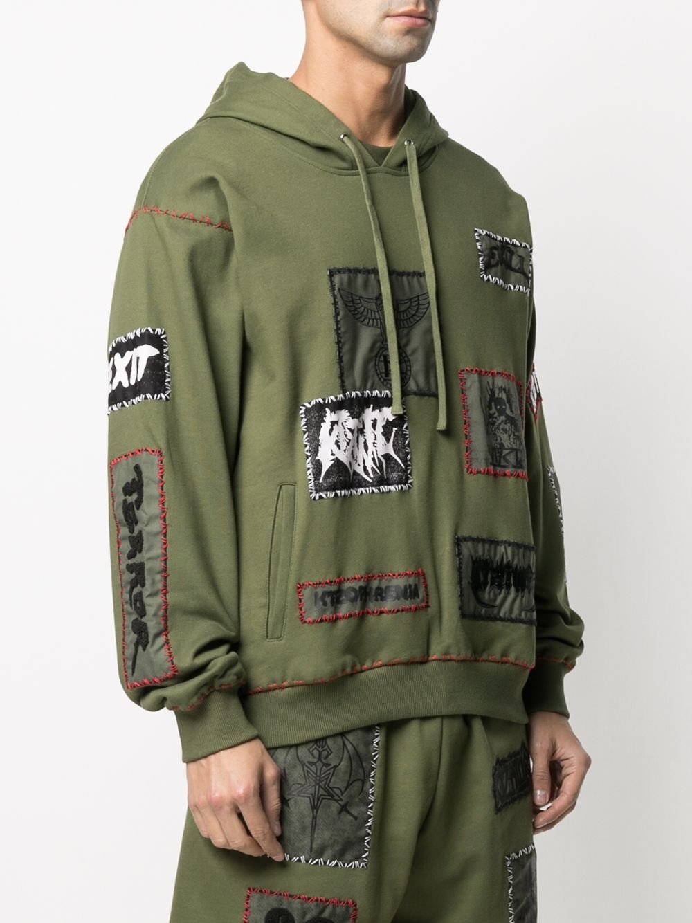 patch-detailed drawstring hoodie - 4