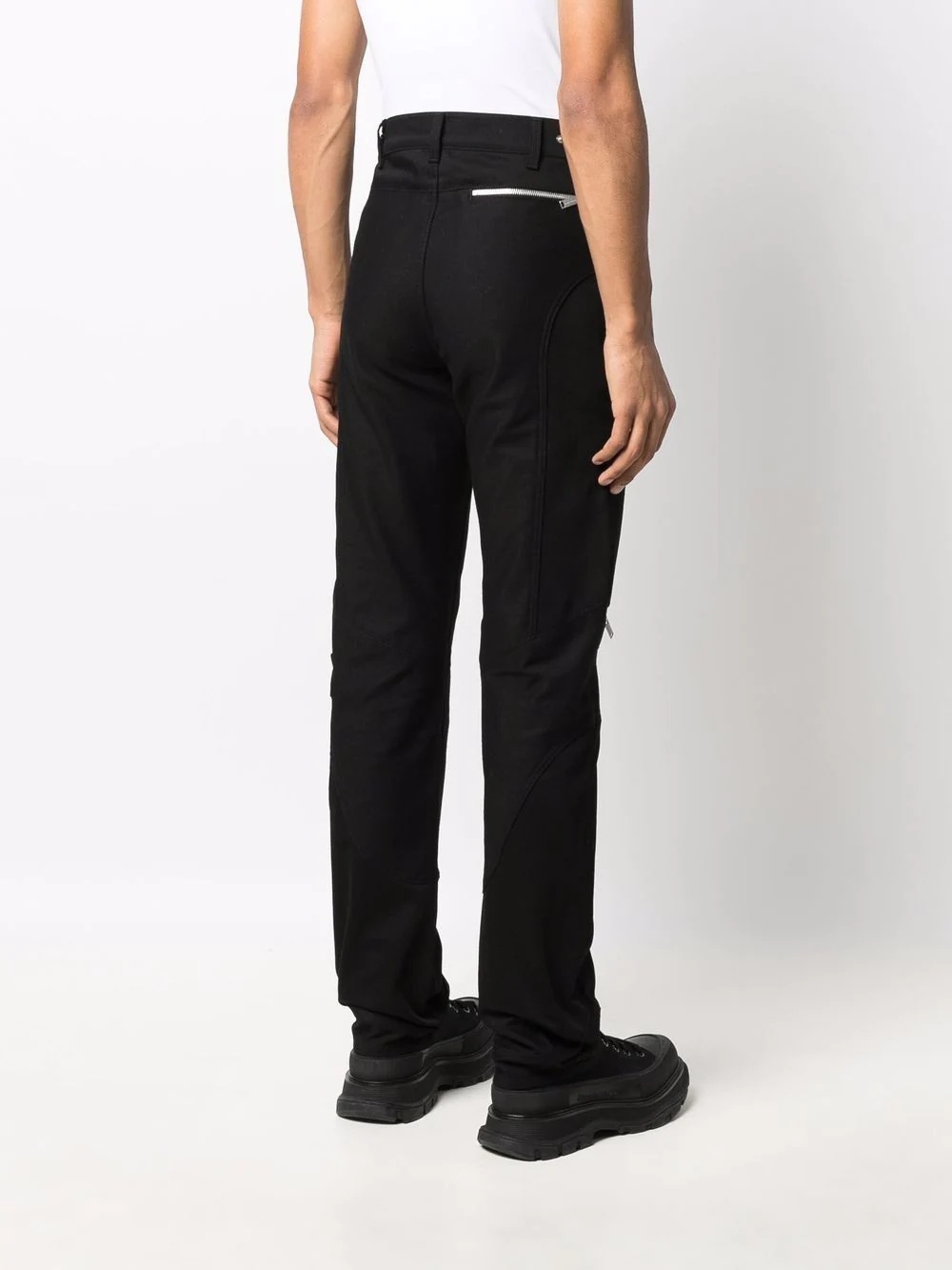 zip-detailed straight-leg trousers - 4