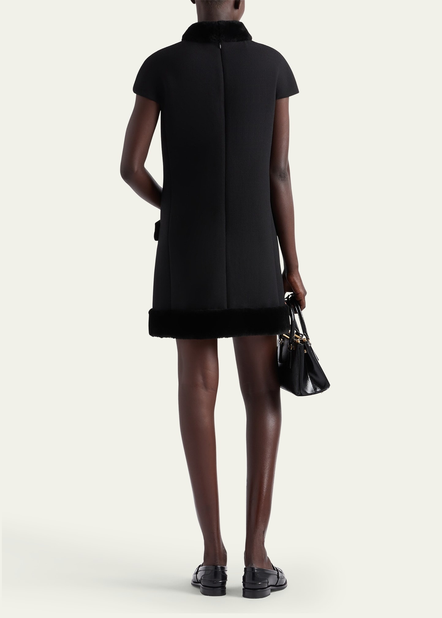 Natte Short Sleeve Shearling-Trim Mini Dress - 3