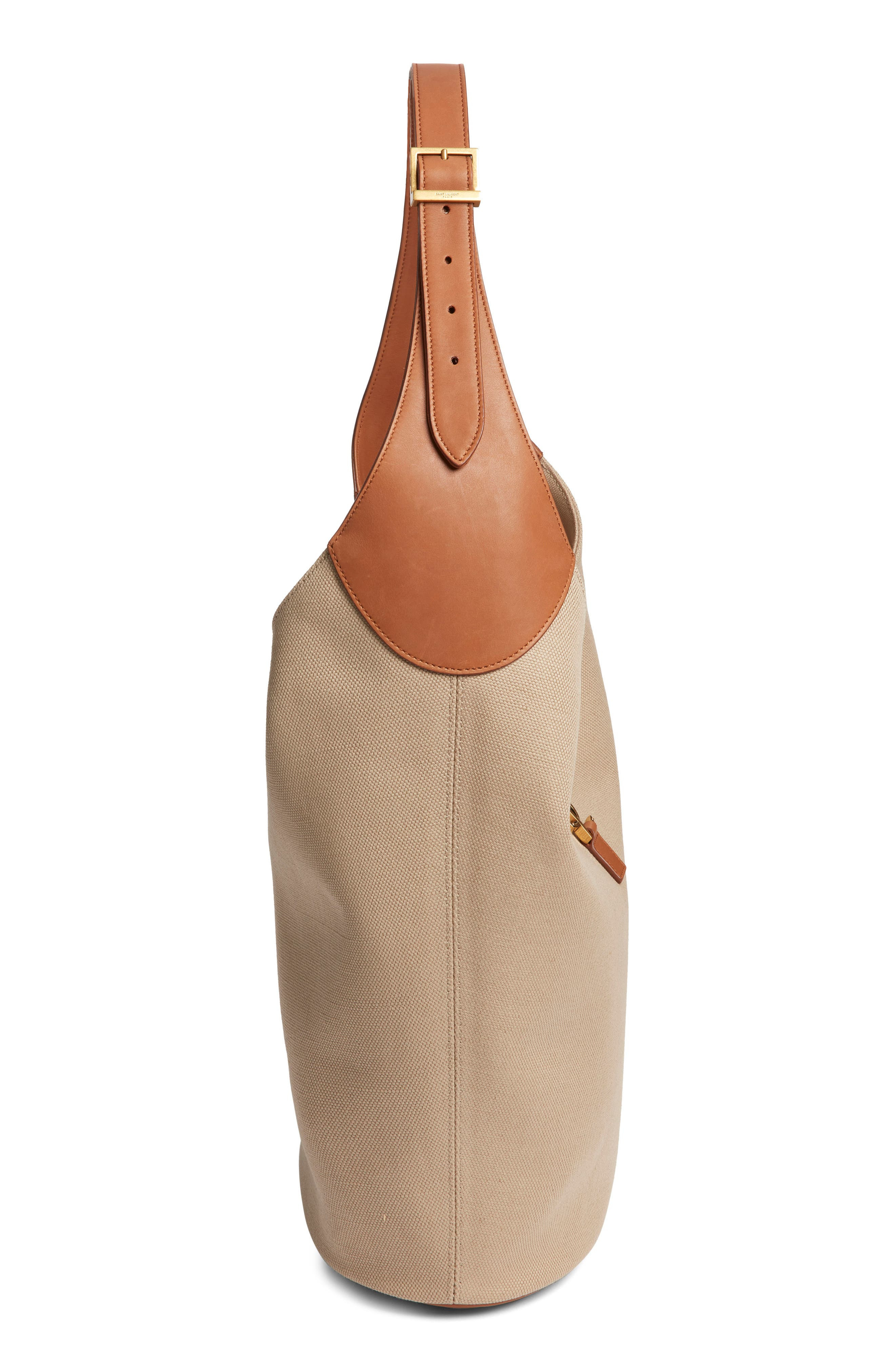 Saint Laurent Le 5 À 7 Canvas & Leather Hobo Bag in Desert Dust/Brick at Nordstrom - 4