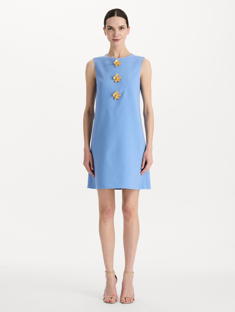 Oscar de la Renta BUTTON-DETAIL WOOL SHIFT DRESS outlook