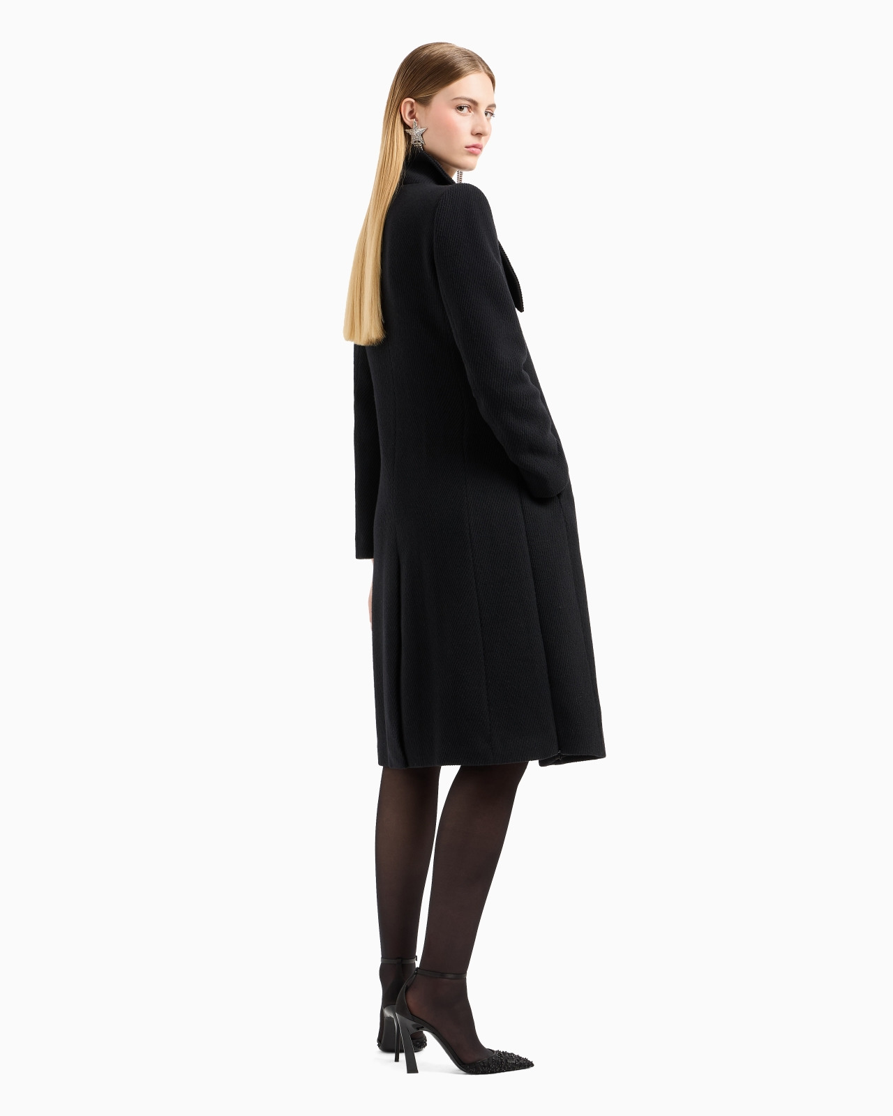 Coat with foulard collar in a wool blend cover fabric - 3