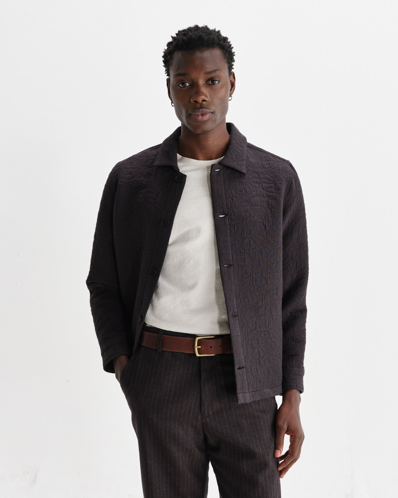Wax London Rockley - Black Floral Quilted Cotton Overshirt outlook