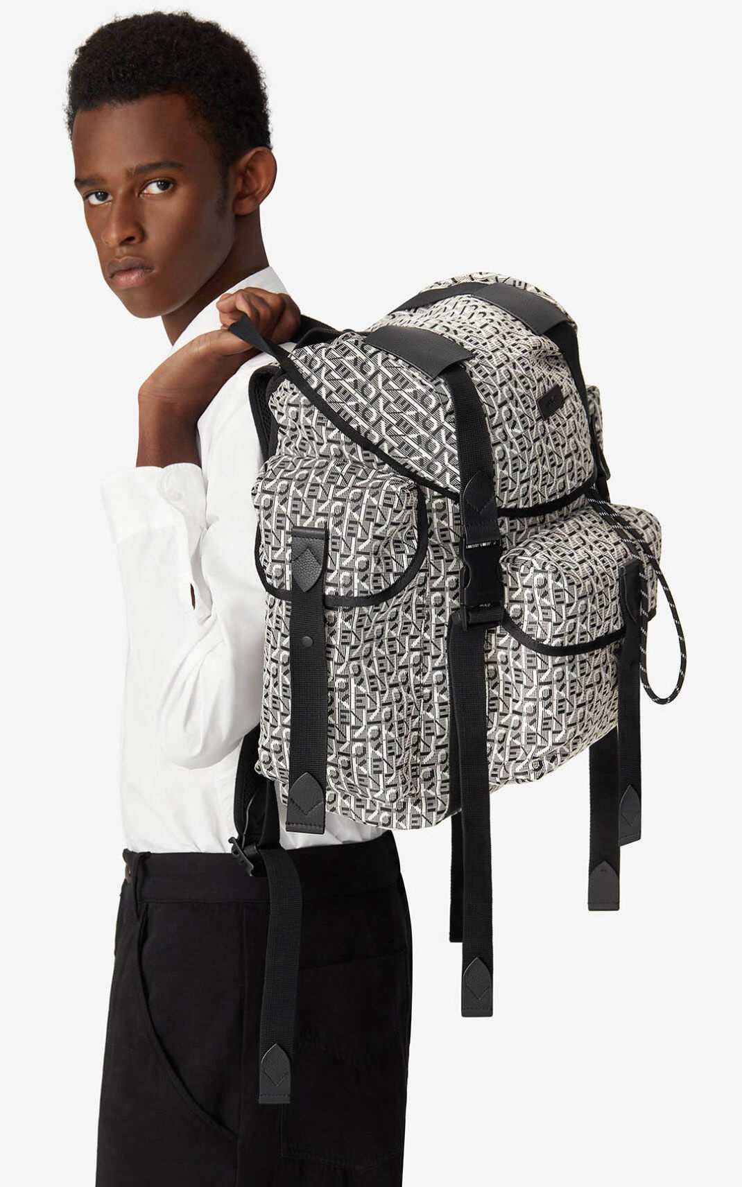 Courier jacquard backpack with flap - 5