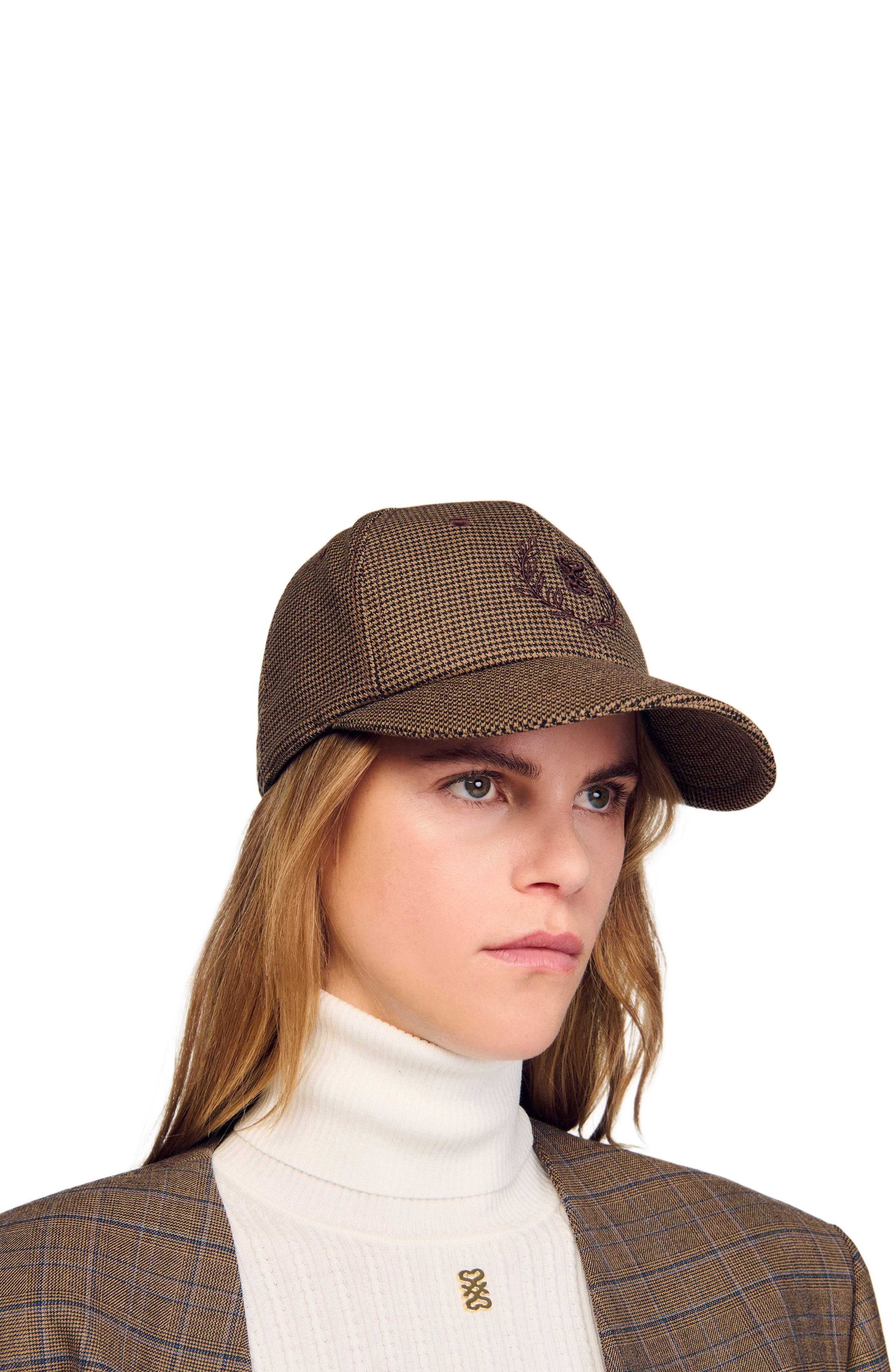 SANDRO Houndstooth print cap in Brown at Nordstrom - 4