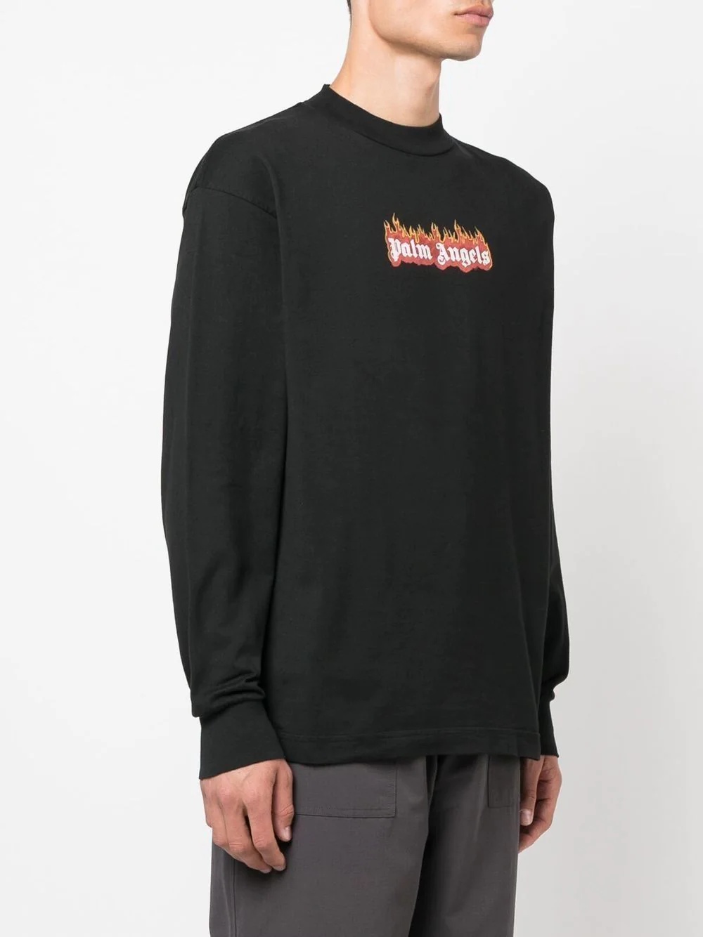 burning logo-print long-sleeve T-shirt - 3