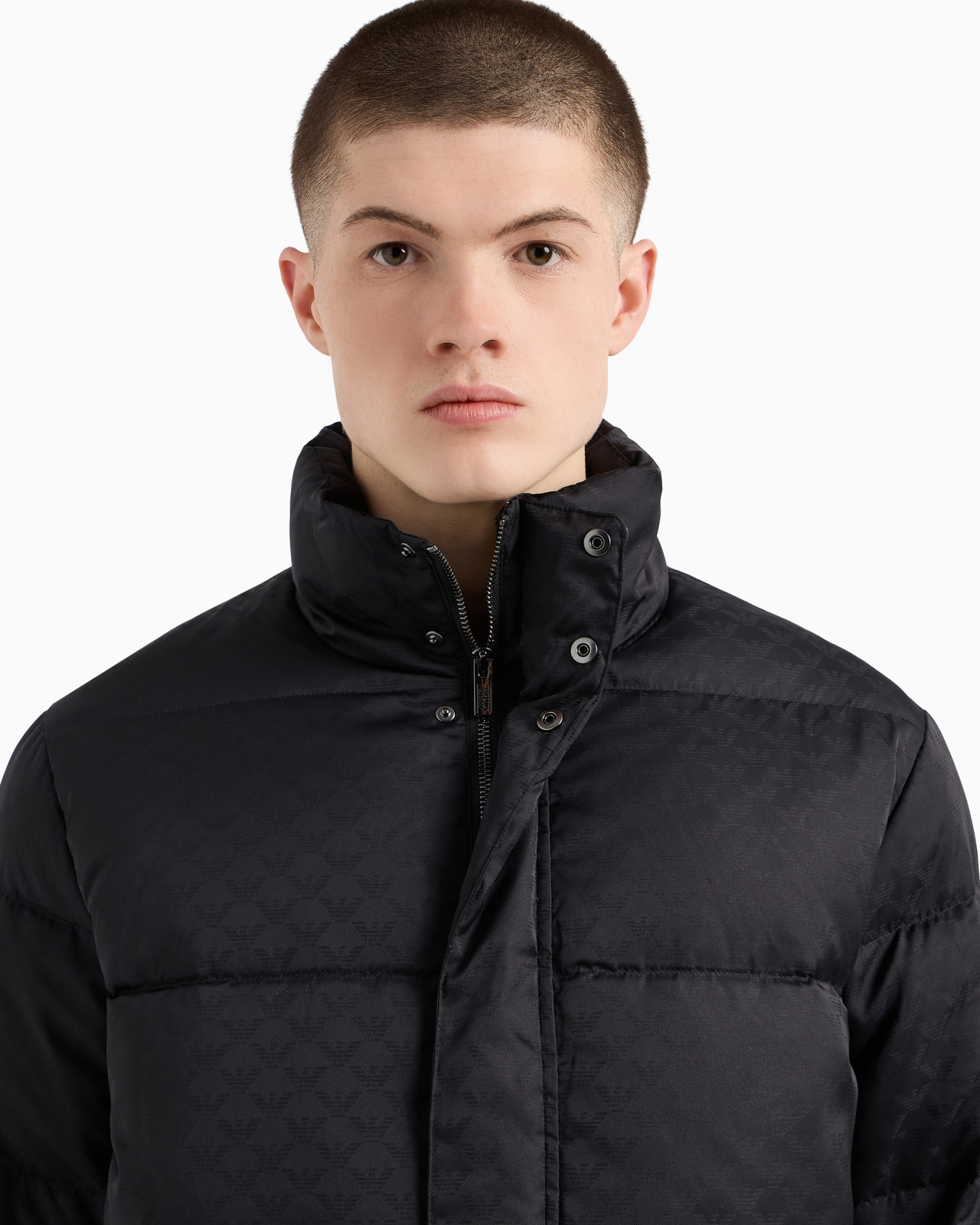 Quilted puffer jacket with all-over jacquard eagle - 5
