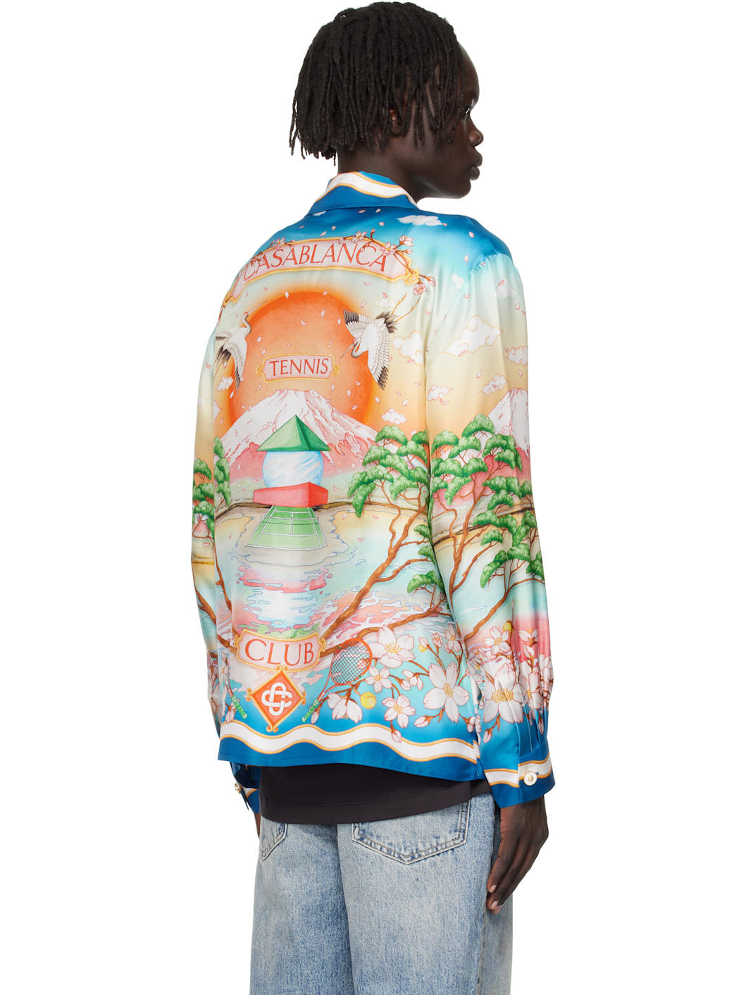 Multicolor 'Tennis Club' Long Sleeve Silk Shirt - 3