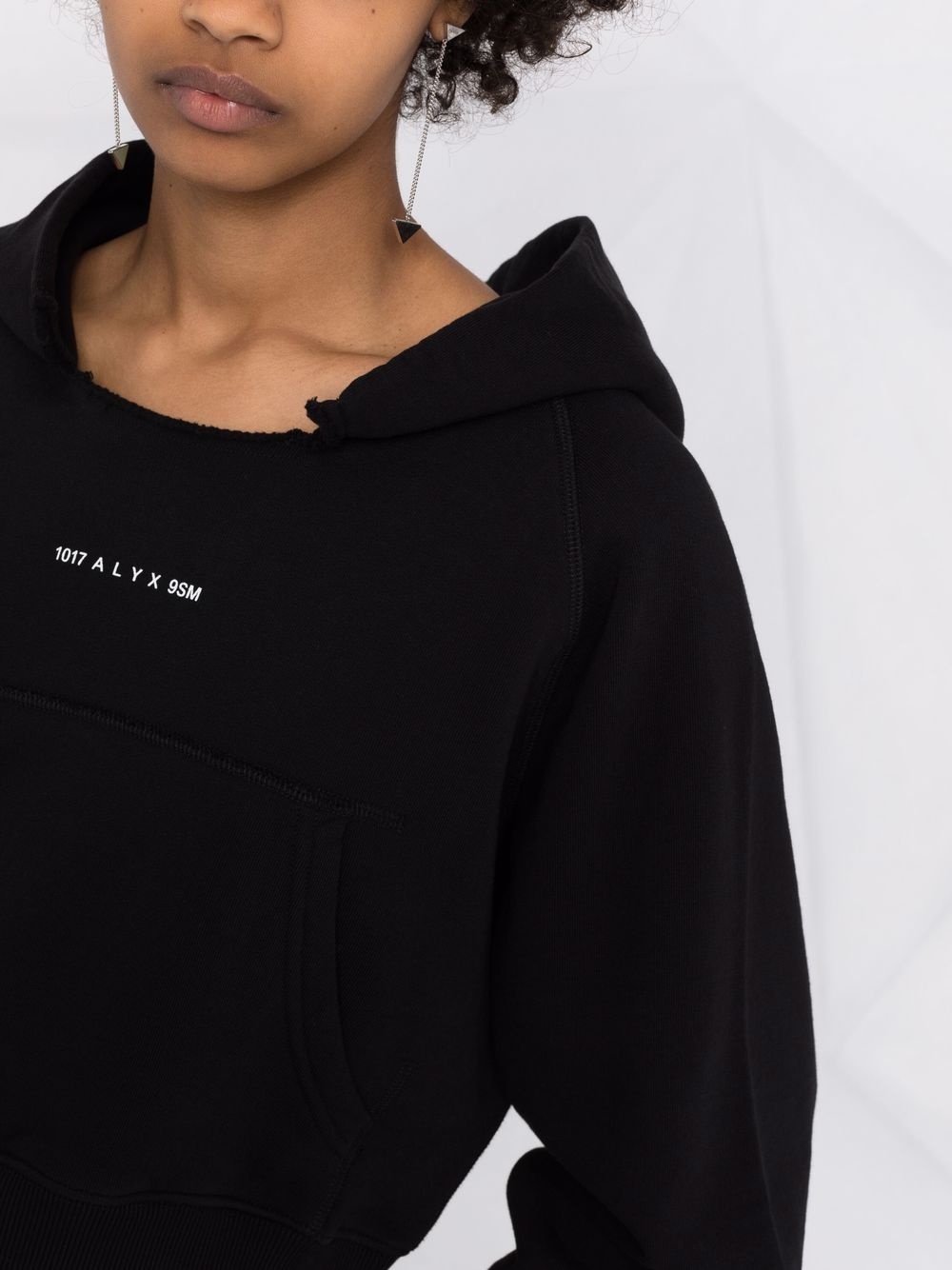 cropped logo print hoodie - 5