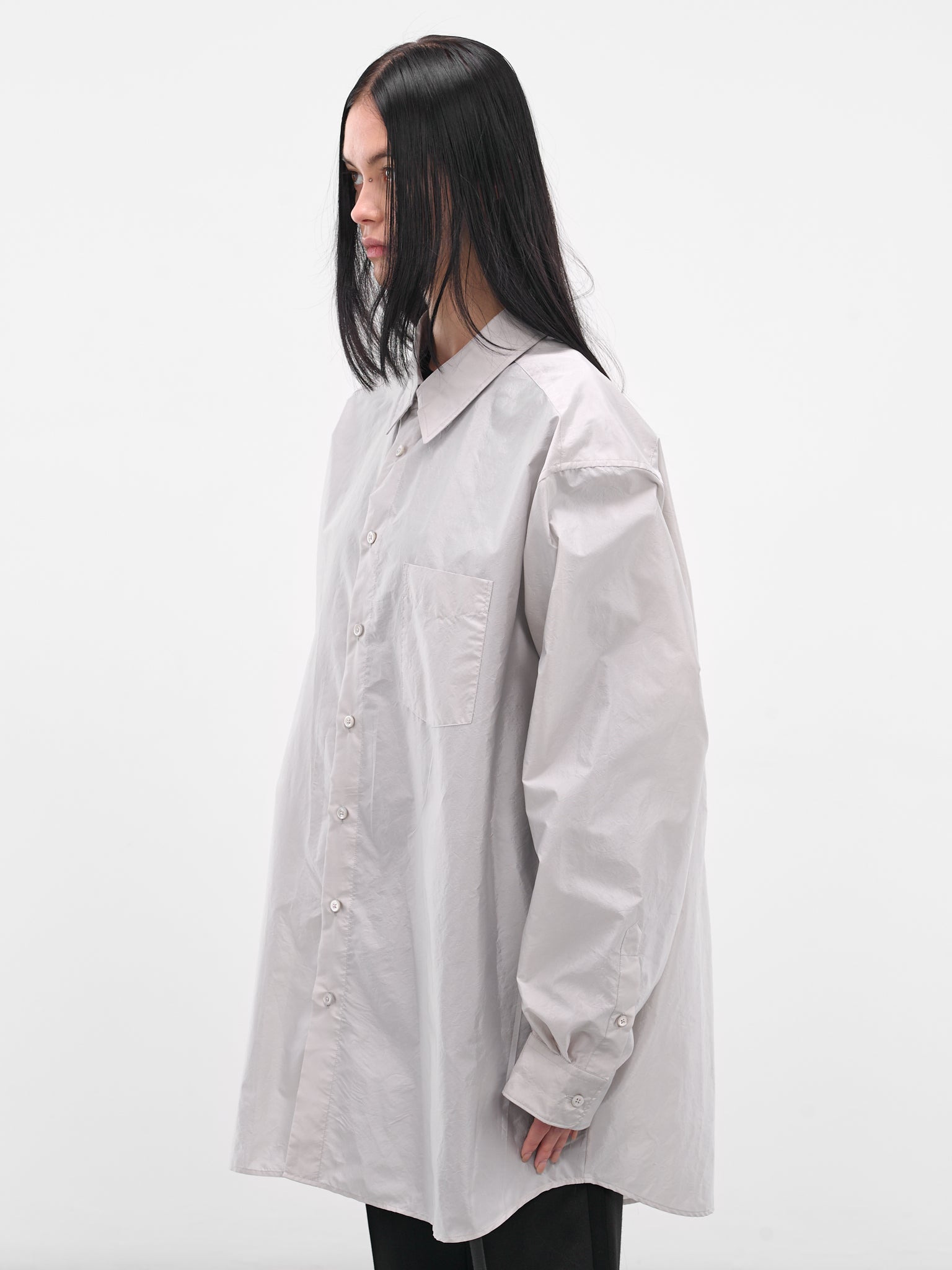 Gray Oversized Button-Up Shirt - 2