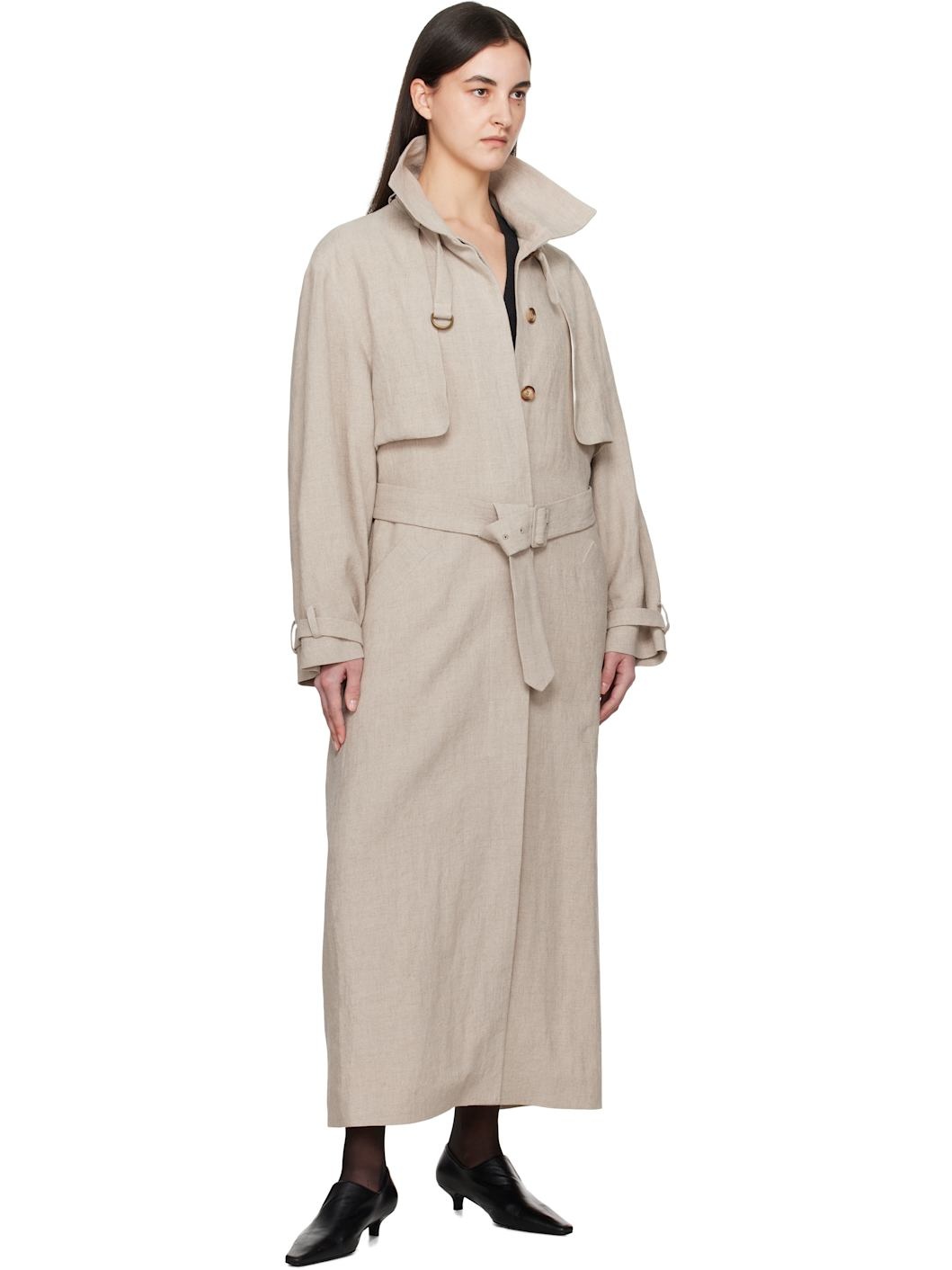 Beige Jocasta Trench Coat - 5