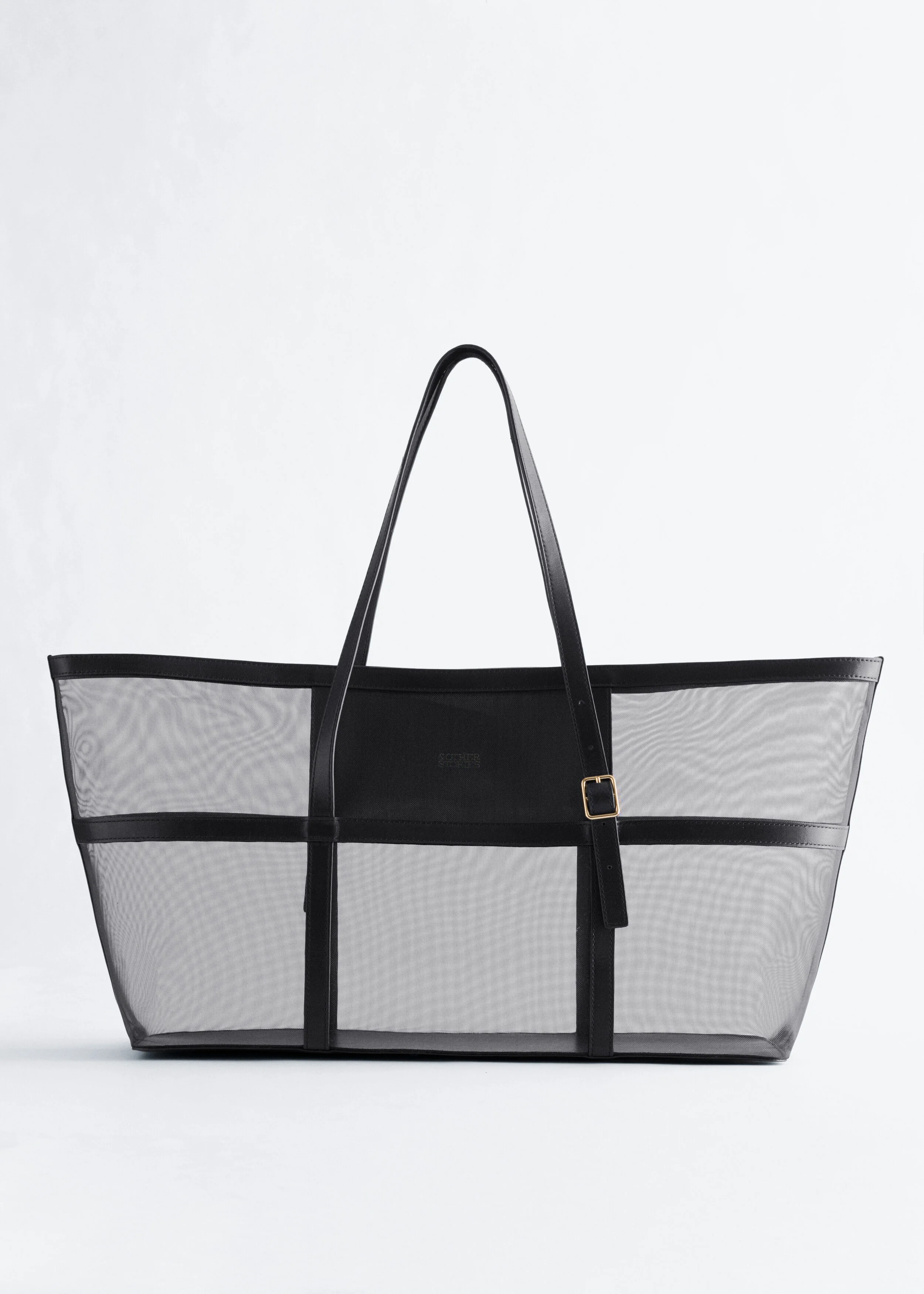 Leather Detail Mesh Tote - 1