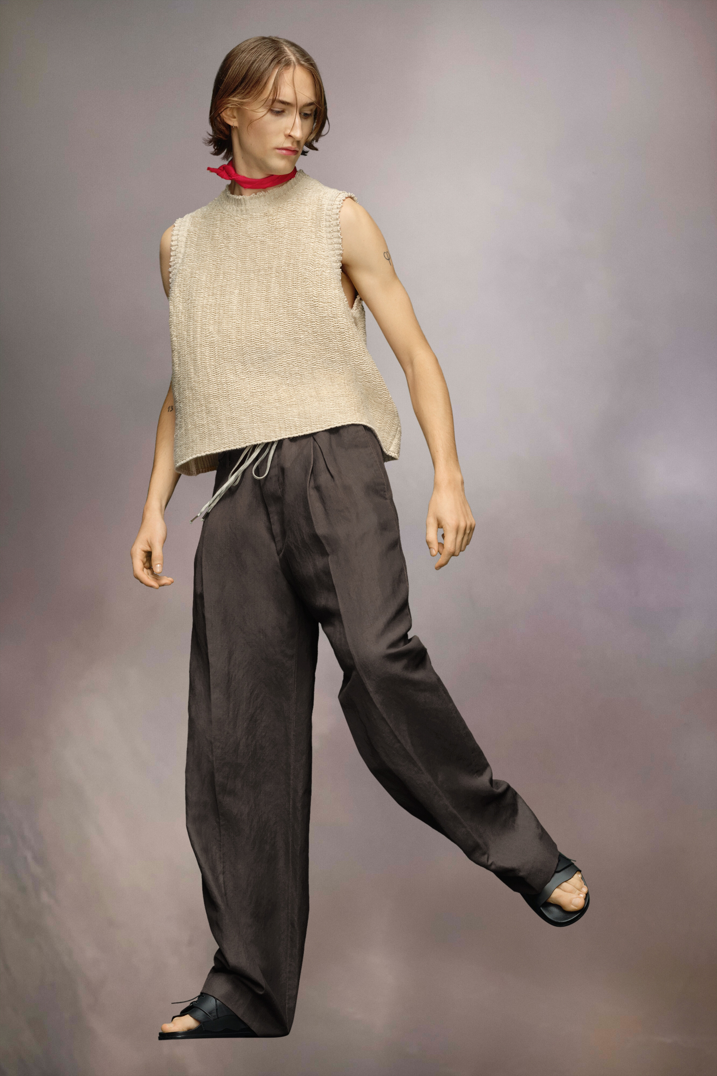 Raw woven knit sleeveless top - 3