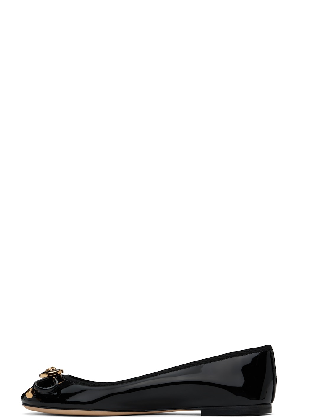 Black Opera Bow Patent Ballerina Flats - 3