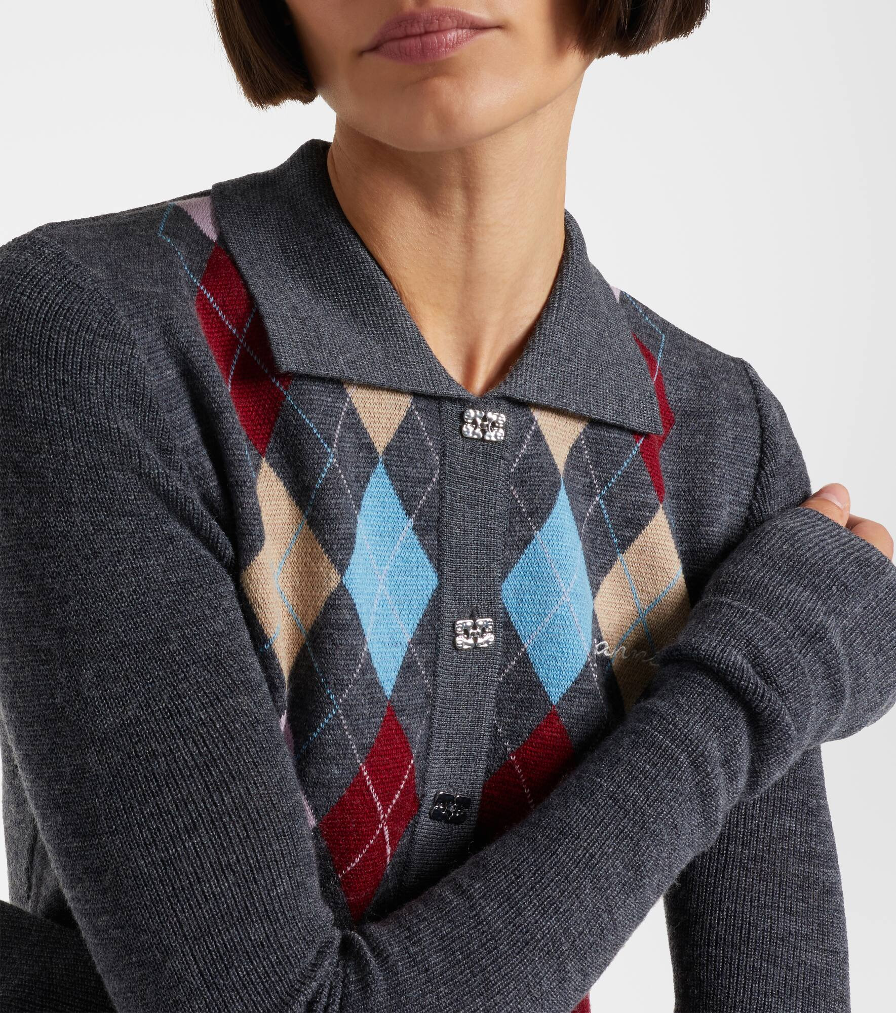 Argyle wool polo sweater - 4