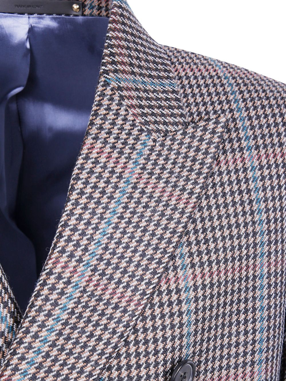 checked-pattern double-breasted coat - 3