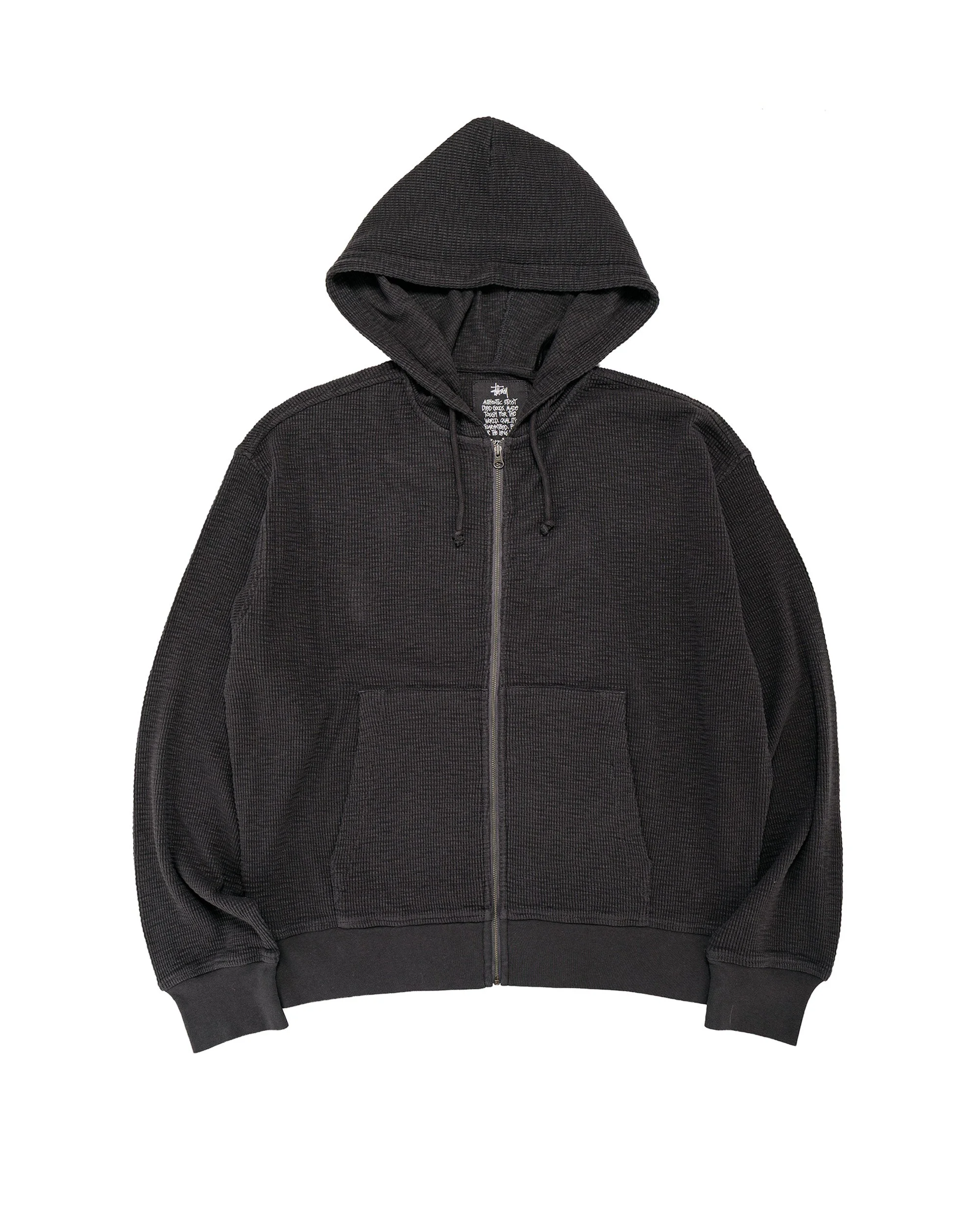 Stüssy Lightweight Thermal Hoodie Faded Black - 1