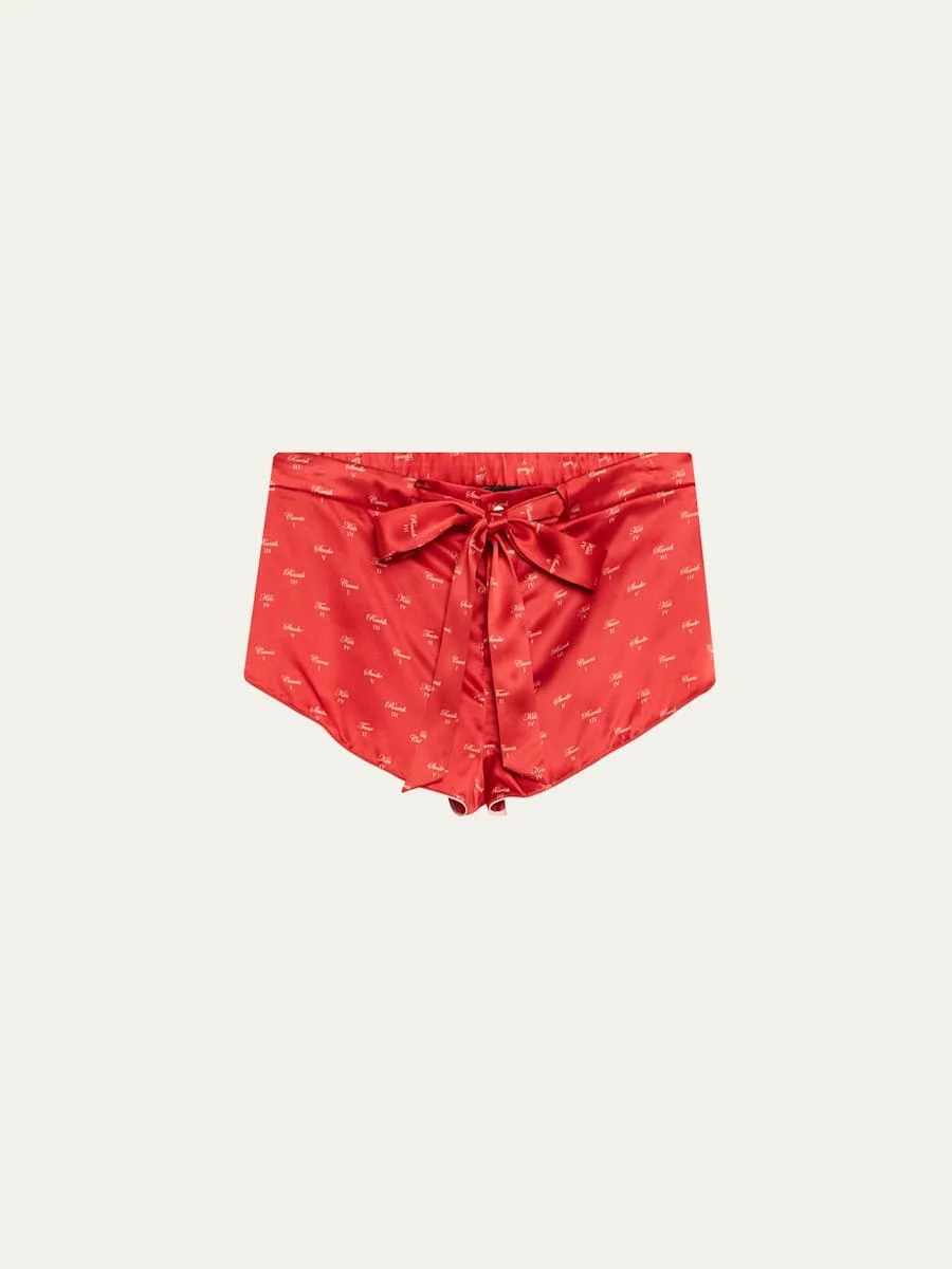 Kiss-Print Silk Lounge Shorts - 1