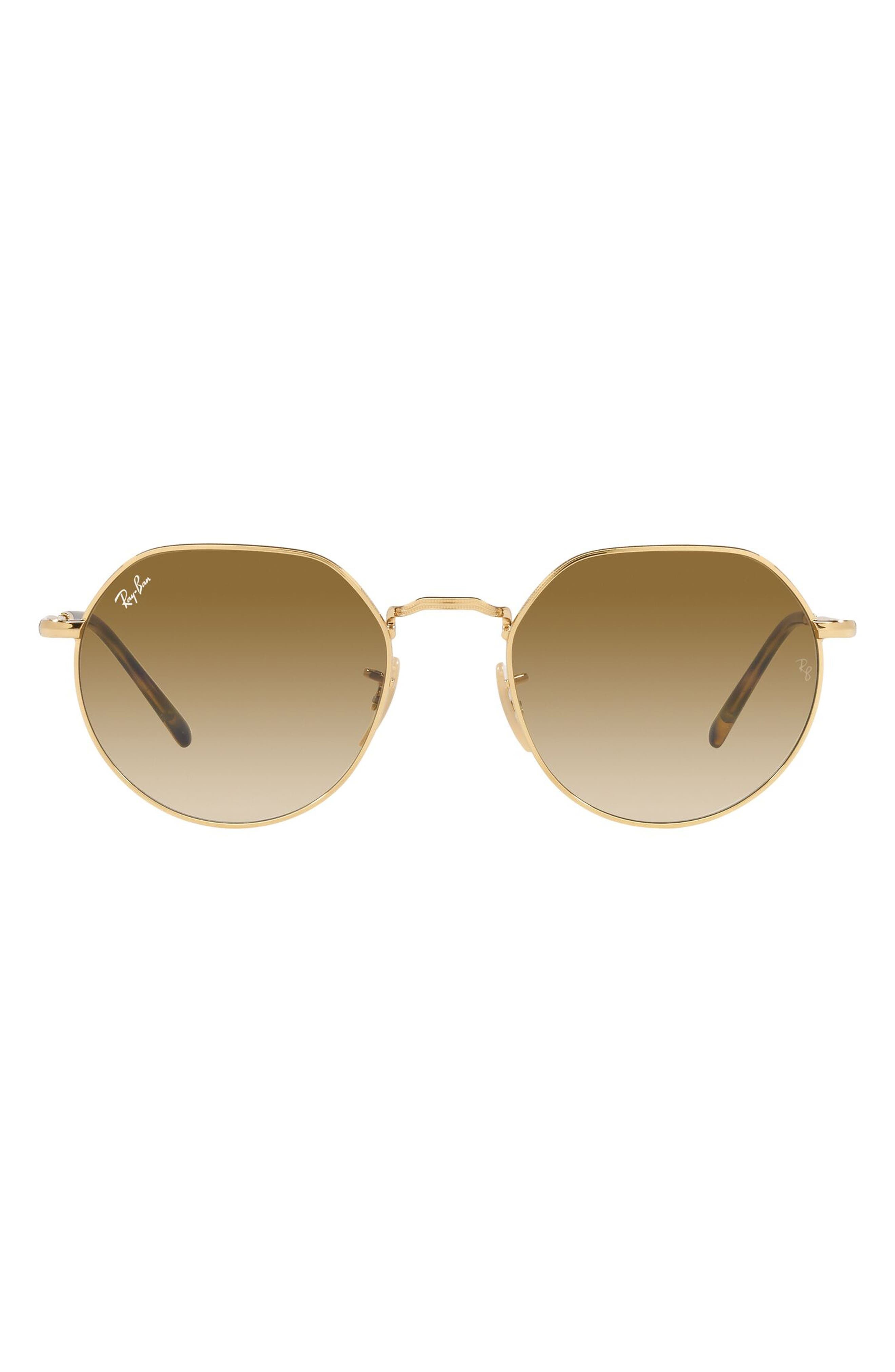 Ray-Ban Jack 53mm Round Sunglasses in Arista /Clear Gradient Brown at Nordstrom - 1
