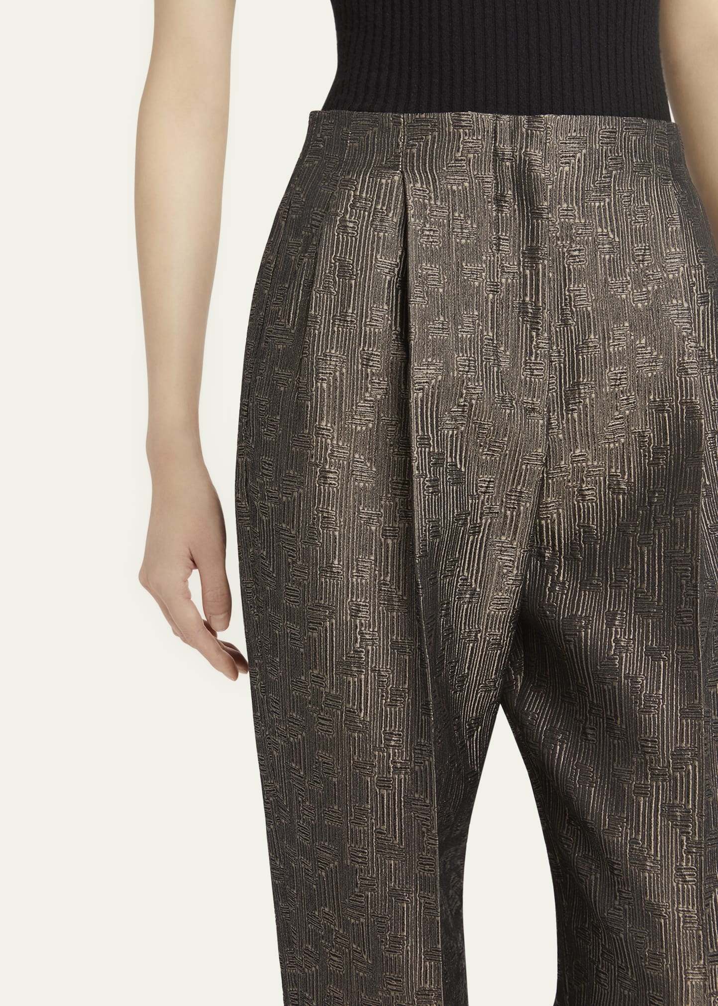 Geo Silk Jacquard Tapered-Leg Trousers - 5