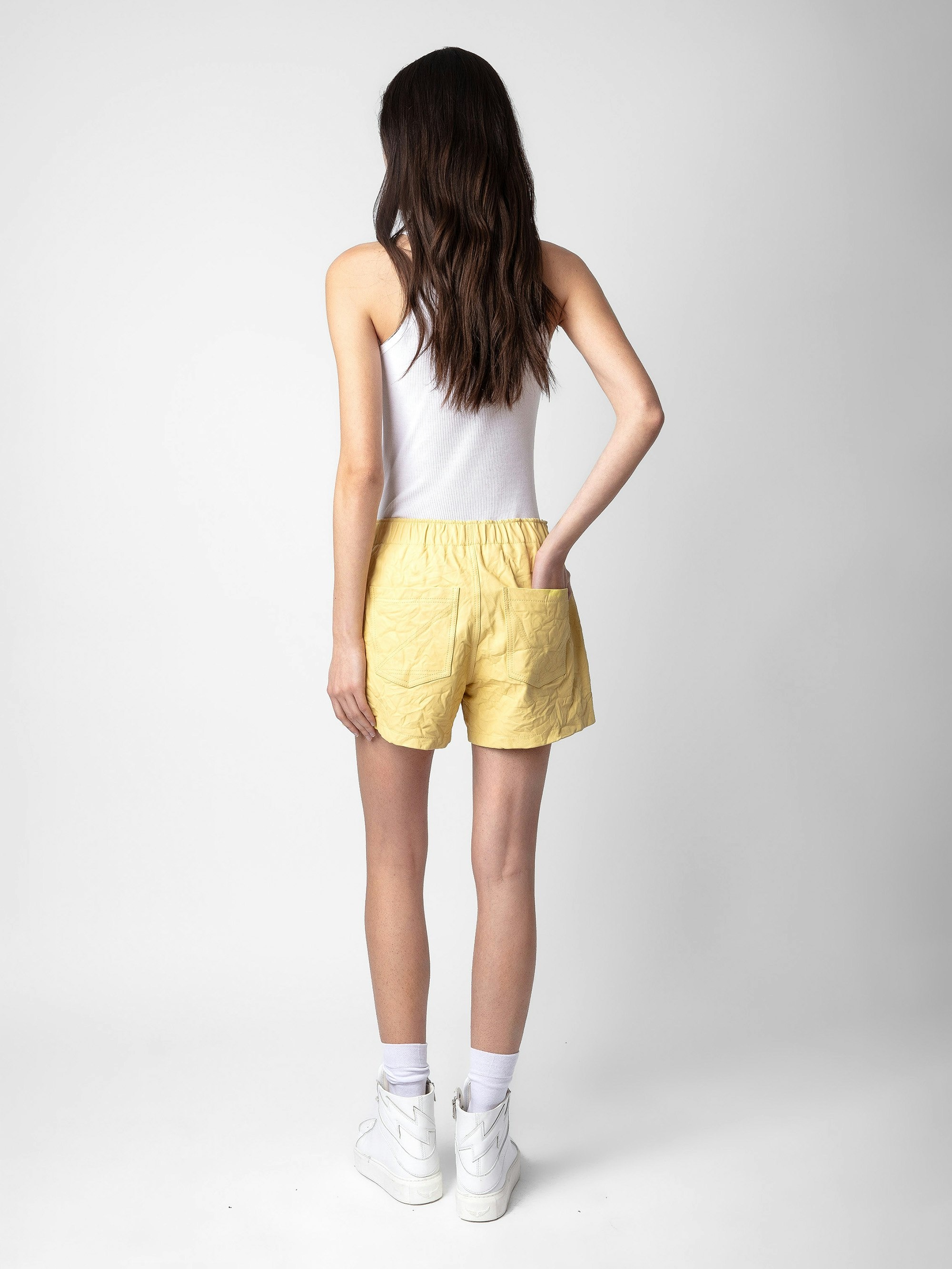 Pax Crinkled Leather Shorts - 3