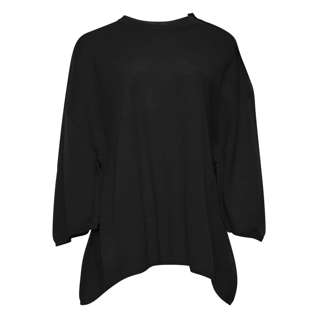 Oversized Curved Hem Knit Top - 1