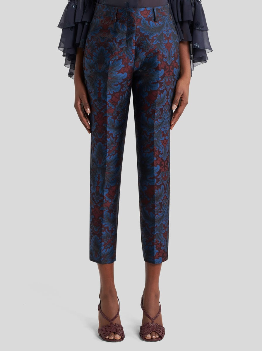 SILK-BLEND JACQUARD CIGARETTE TROUSERS - 2